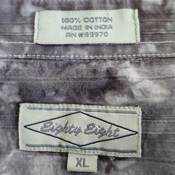 Eighty Eight Men's Vintage Button Down Shirt - Gray Tie-Dye Size X-Large - Picture 2 of 3